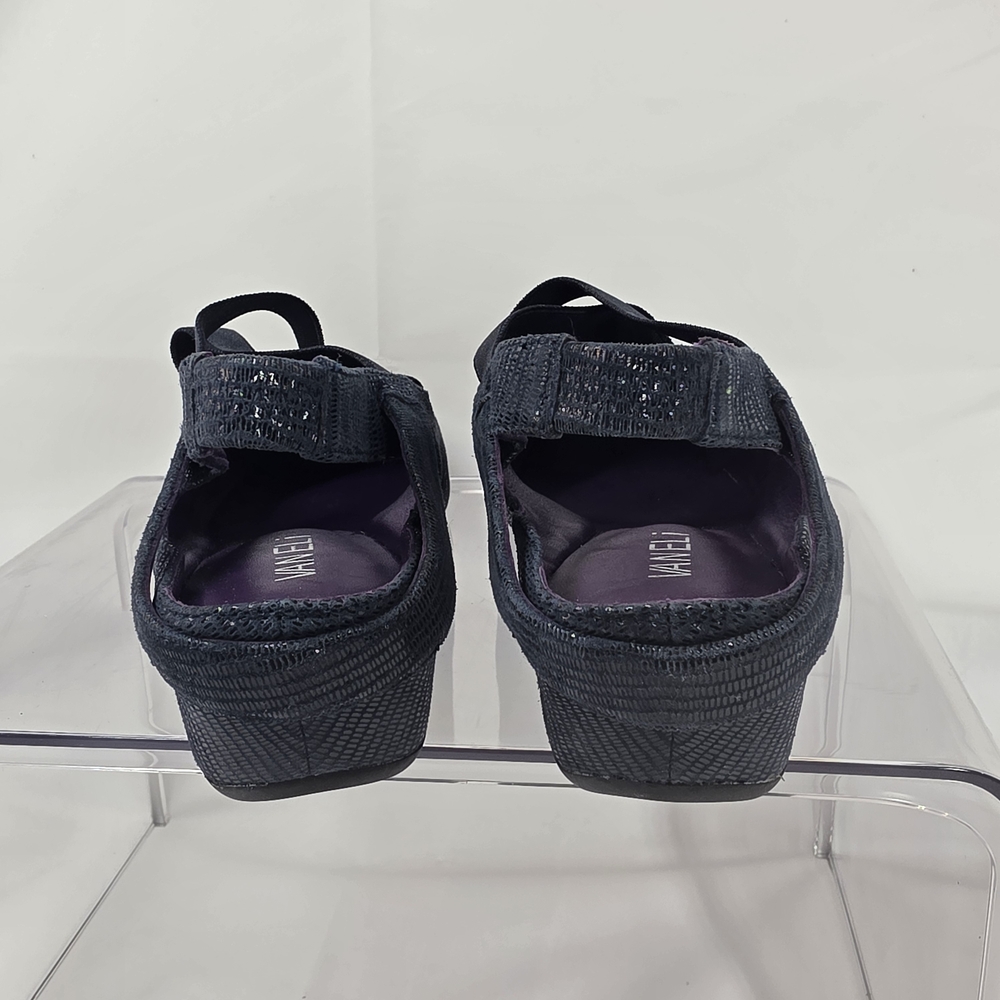 Vaneli Mary Jane Flats Women's 8.5 M Navy Blue Textured Elastic Strap Comfort - Picture 3 of 7